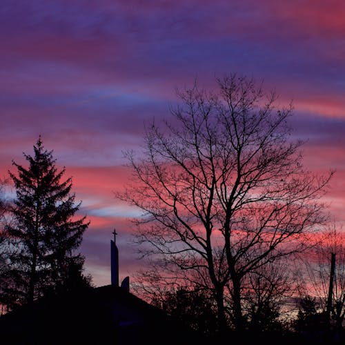 Kostenloses Stock Foto zu violetten himmel, winter-sonnenaufgang