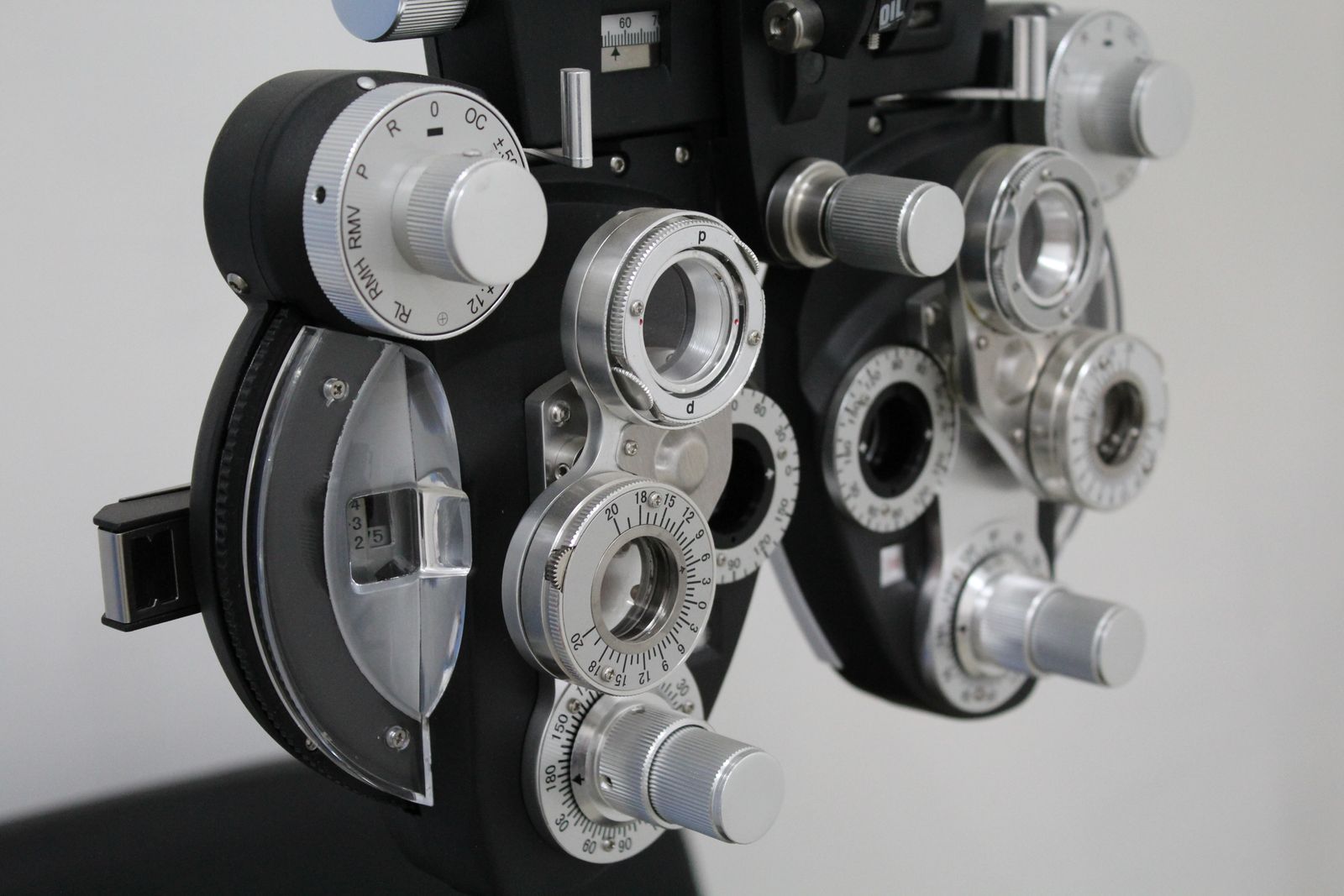 Phoropter equipment used in eye exams