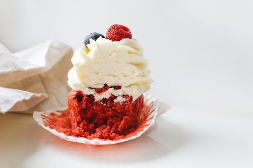 Close Up Photo of Red Cupcake