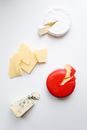 Red Heart Shaped Ornament Beside Sliced Cheese
