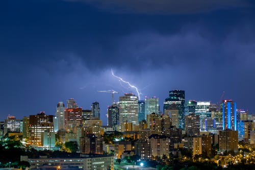 Free Lightning Hitting a Skyscraper Stock Photo