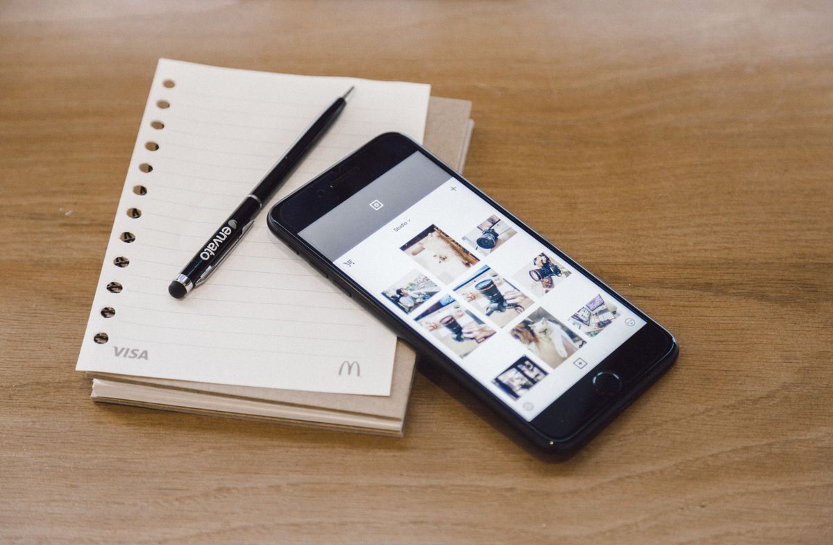 Smartphone on a notebook