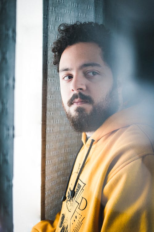 Bearded Man in Yellow Hoodie