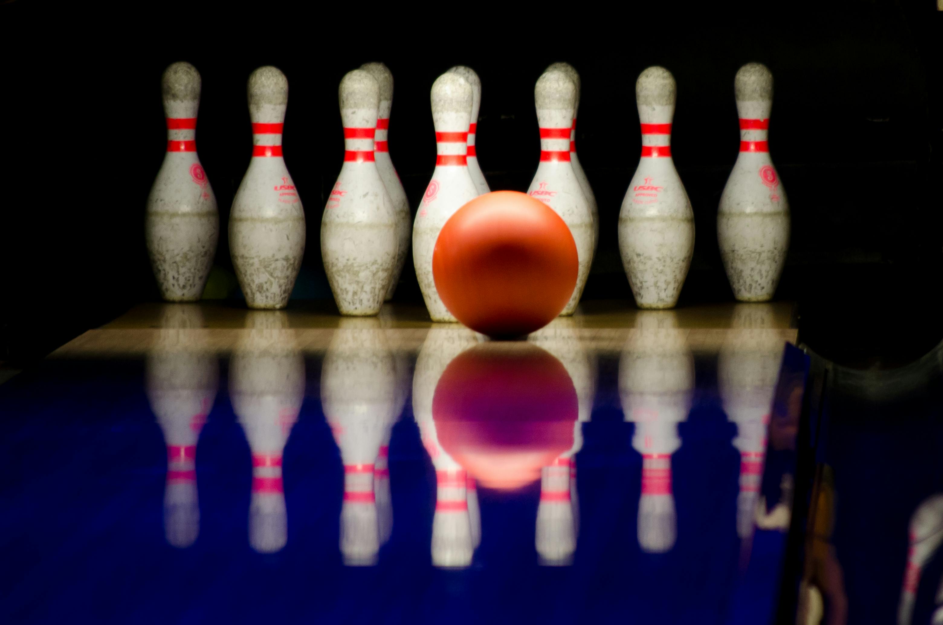 White Bowling Pins and Red Bowling Ball · Free Stock Photo