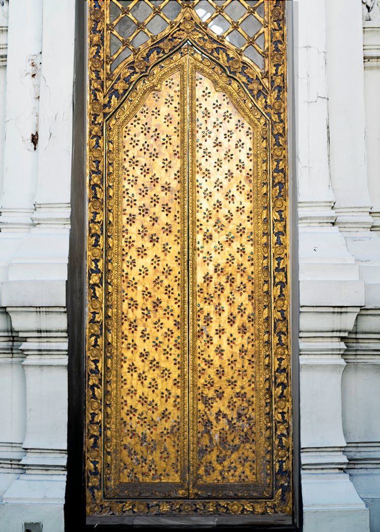 Gold Plated Door Decorated With Pattern