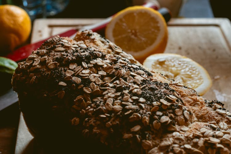 Close-up Photo Of An Oat Bread