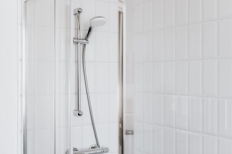 Bathroom With White Tiles