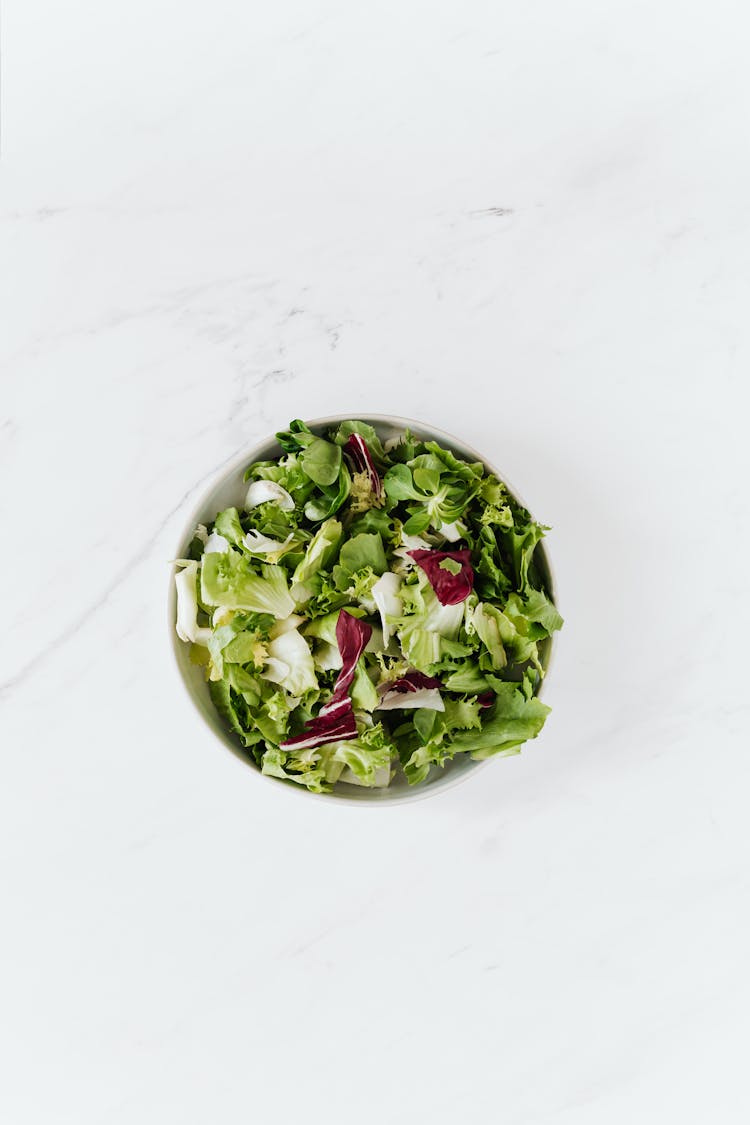 Salad With Summer Greens And Purple Cabbage