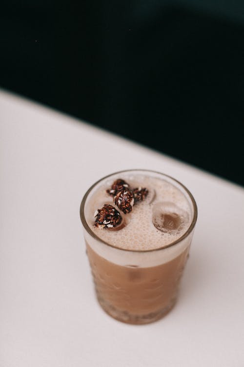 Ice Coffee on a Drinking Glass