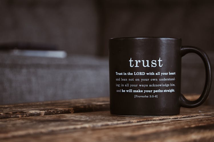 Black Mug With Religious Text From Holy Bible