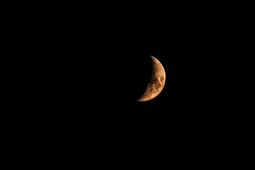 Moon in Dark Night Sky