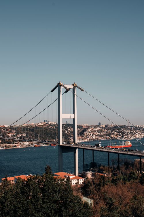 Free A stunning capture of the Bosphorus Bridge connecting Europe and Asia in Istanbul. Stock Photo