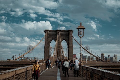 People Walking at the Brooklyn Bridge 
