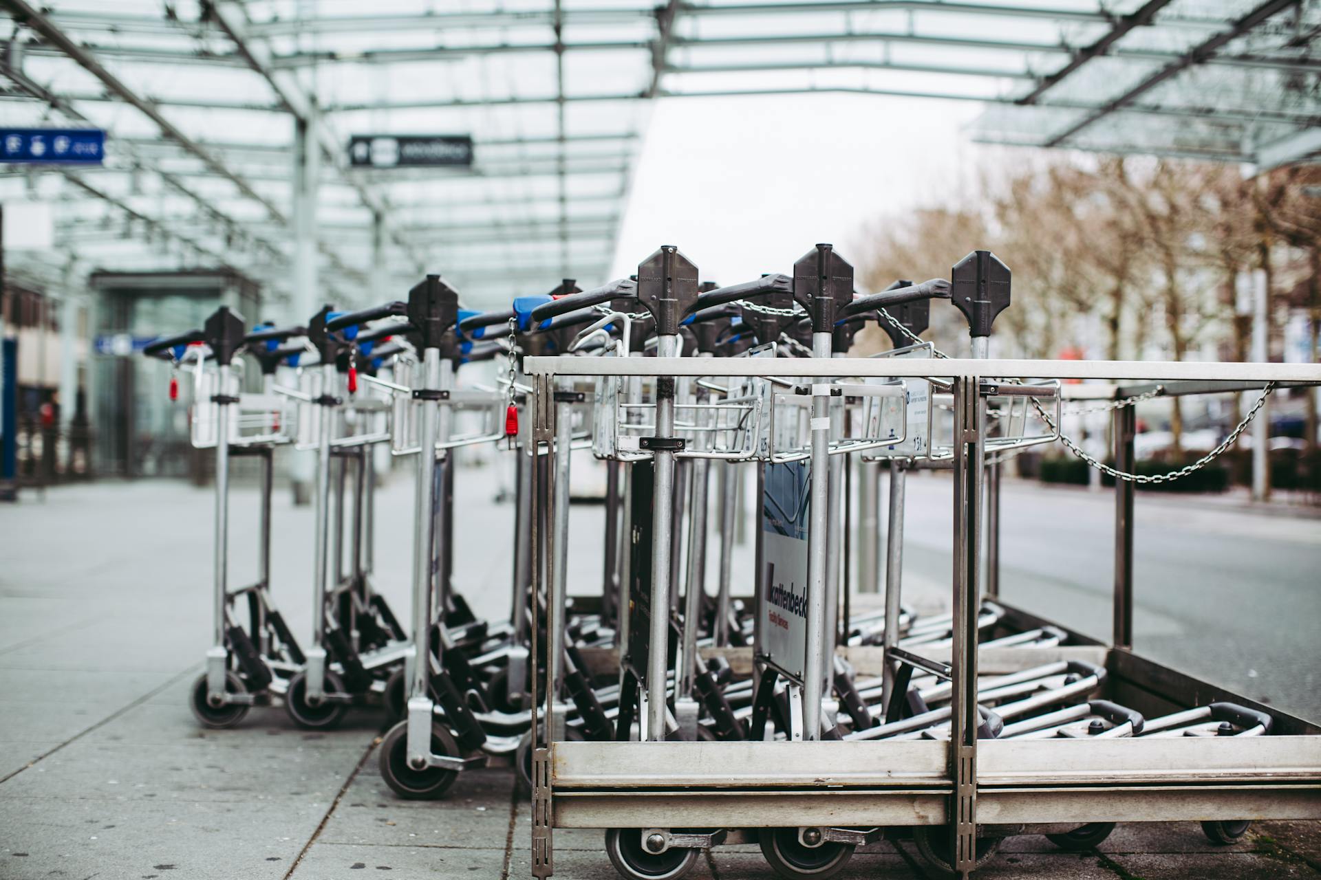 Baggage Carts Outside an Airport