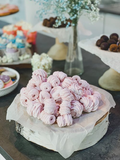 Sweet marshmallow on table amidst desserts