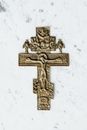 Gold Cross on White Surface