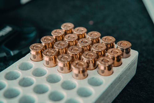 Bullets in container placed on table