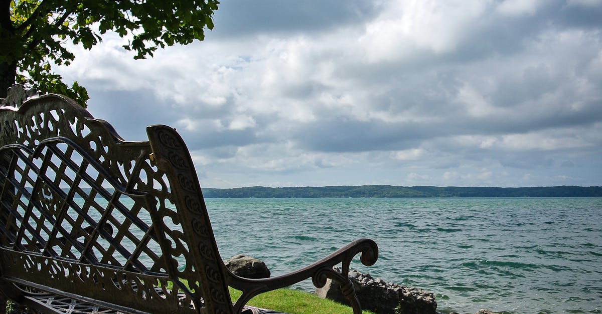 Free stock photo of Alden Michigan, bench, blue sky