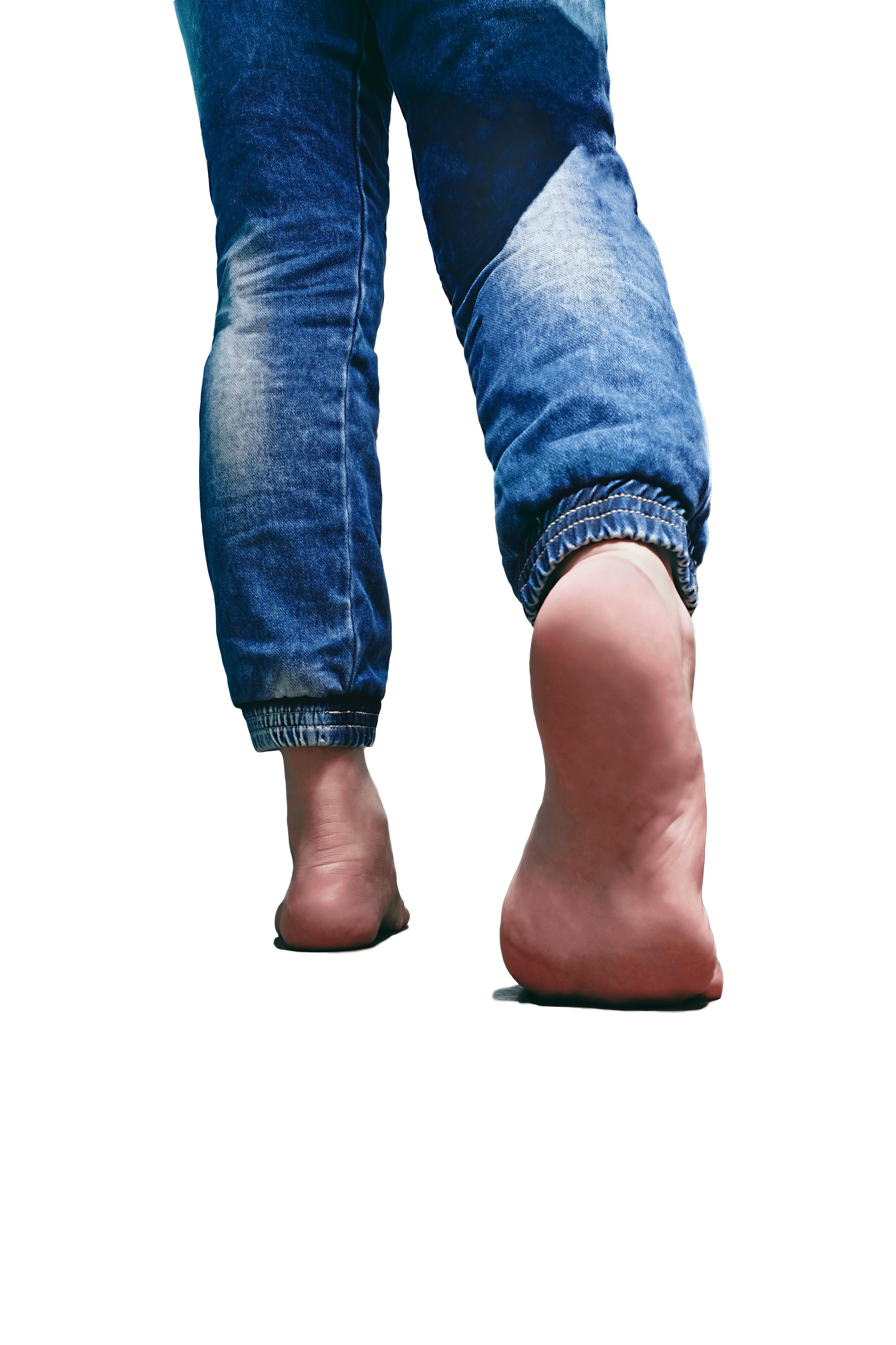 Free Stock Photo Of Backlit Barefoot Blue Jeans