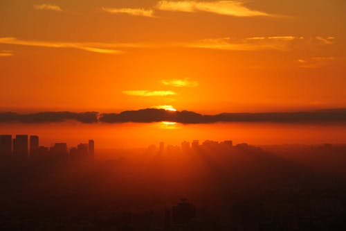 Silhouette of City Buildings during Sunset