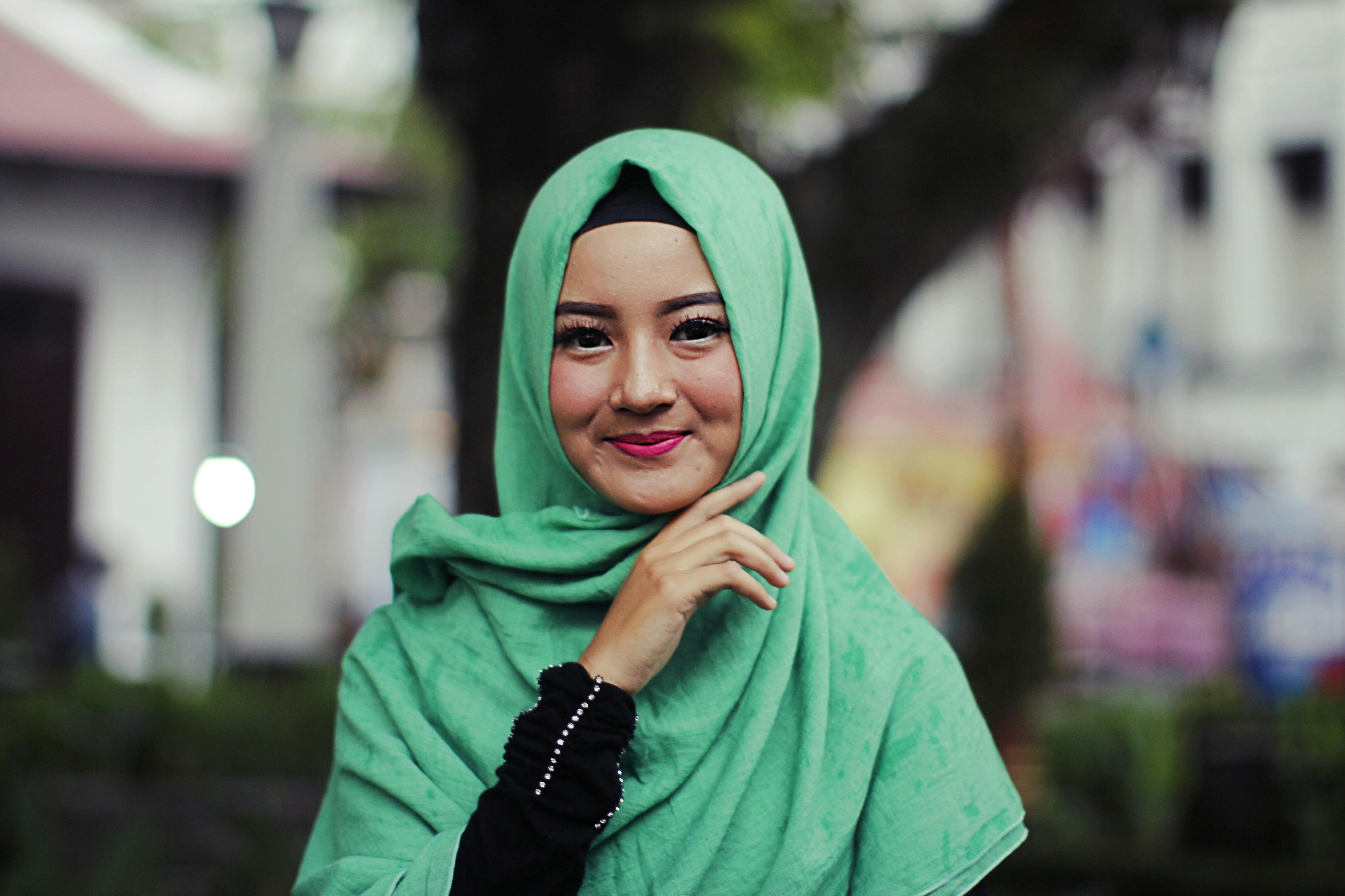 Download Woman Wearing Green Hijab Smiling Free Stock Photo