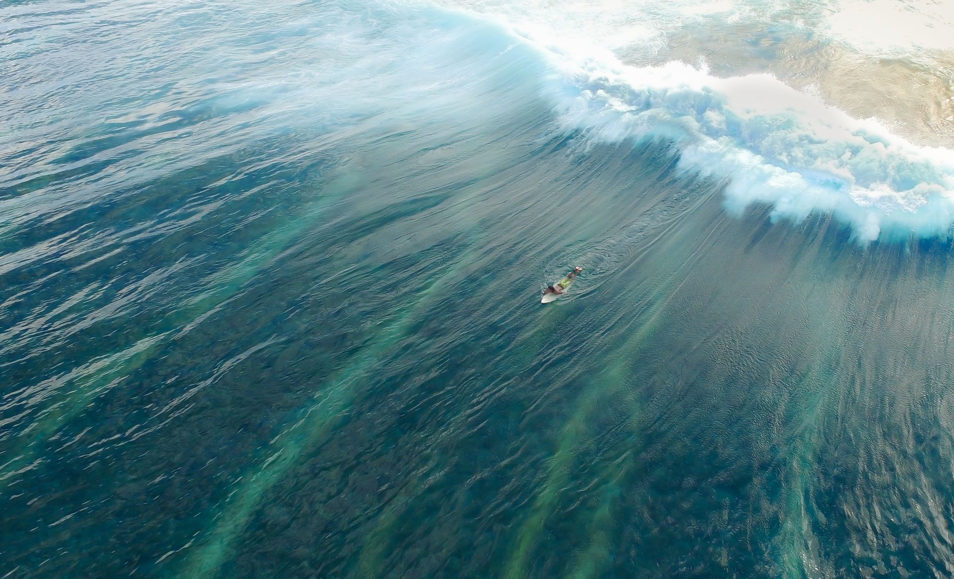 Man on Surfboard Surfing on Wave