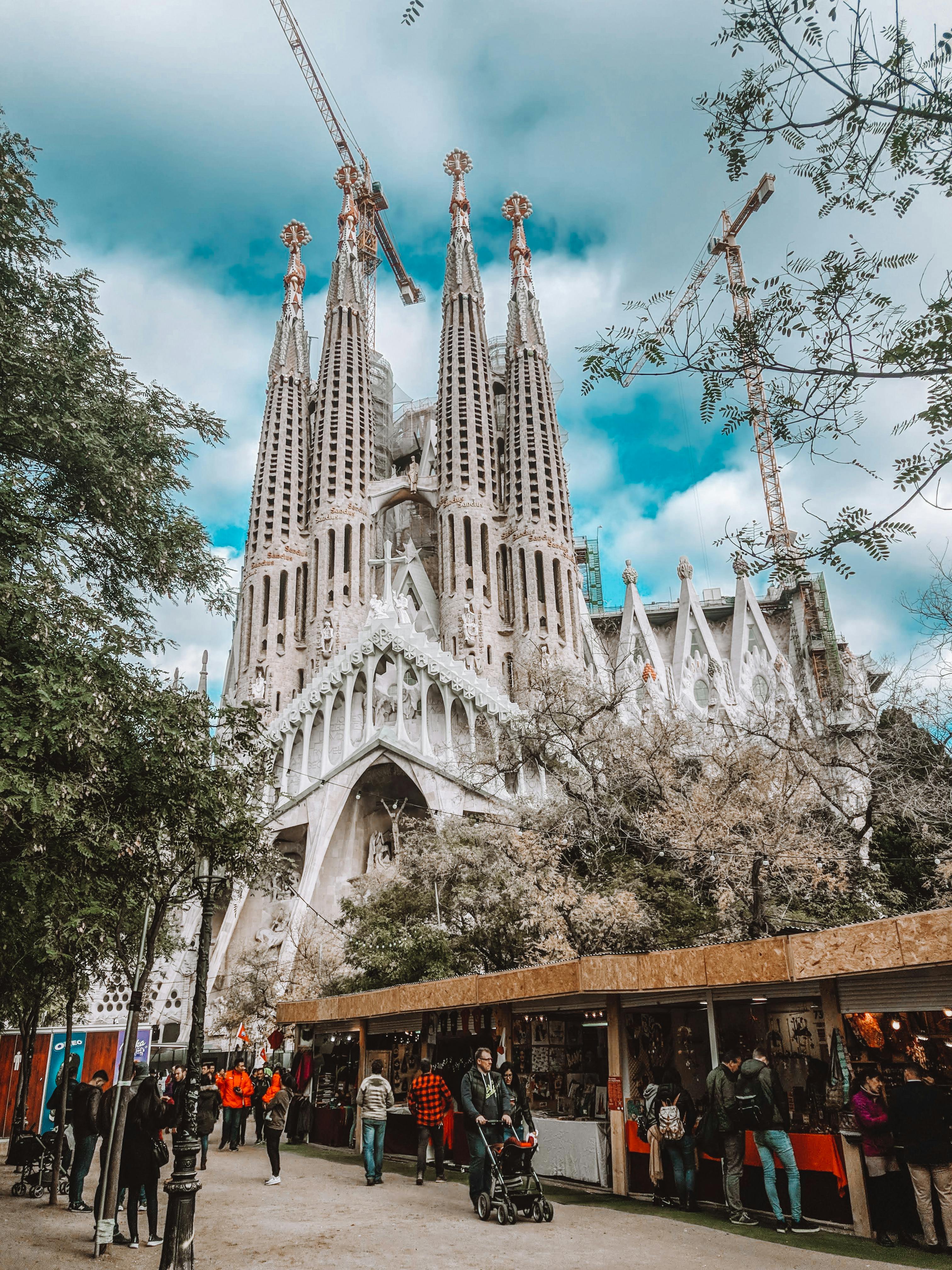 majestic gothic cathedral with tall ornamental spikes