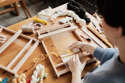 Free Photo of Person Weaving Stock Photo
