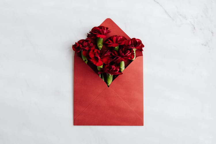 Red Envelope With Red Roses 