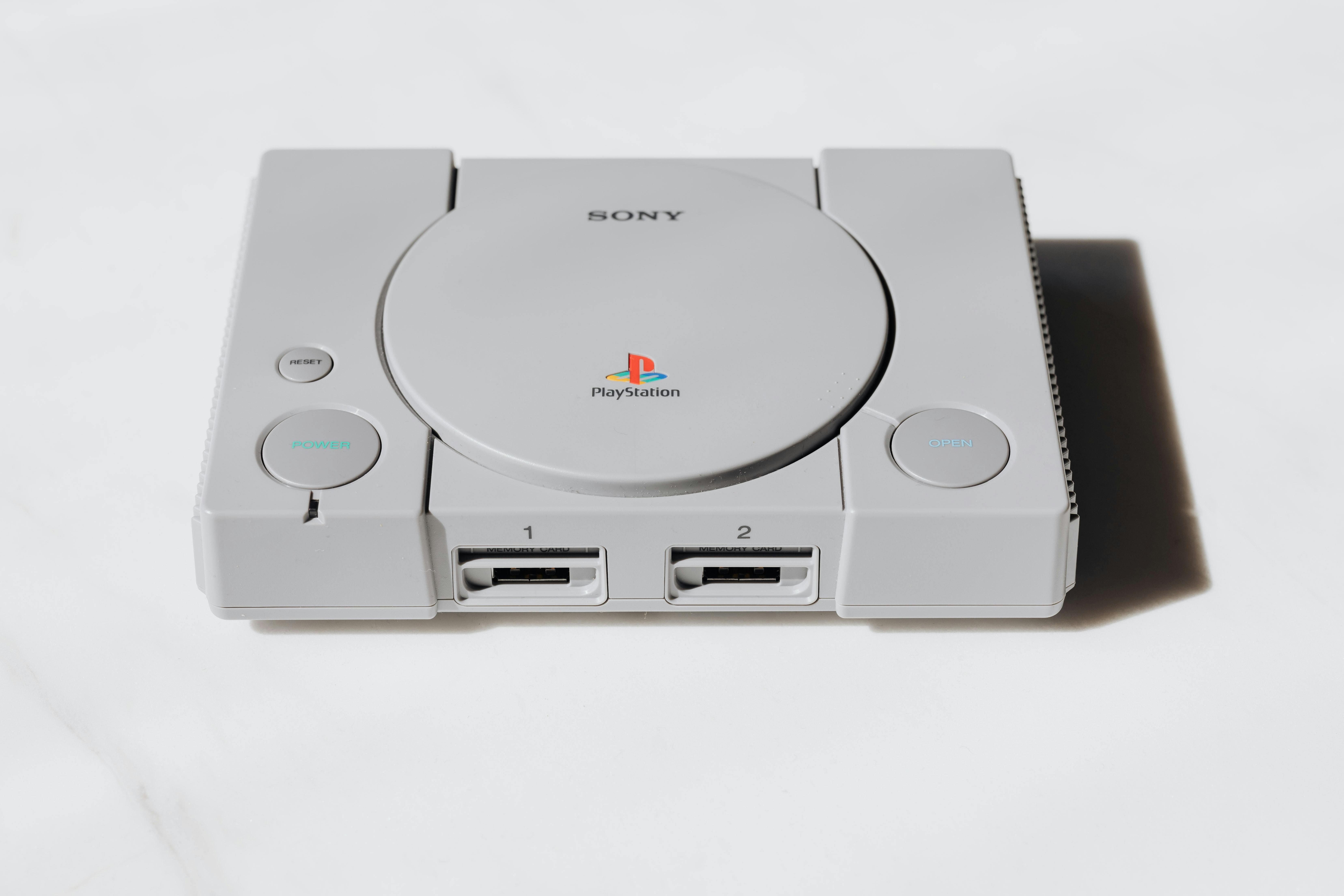 gray sony play station game console