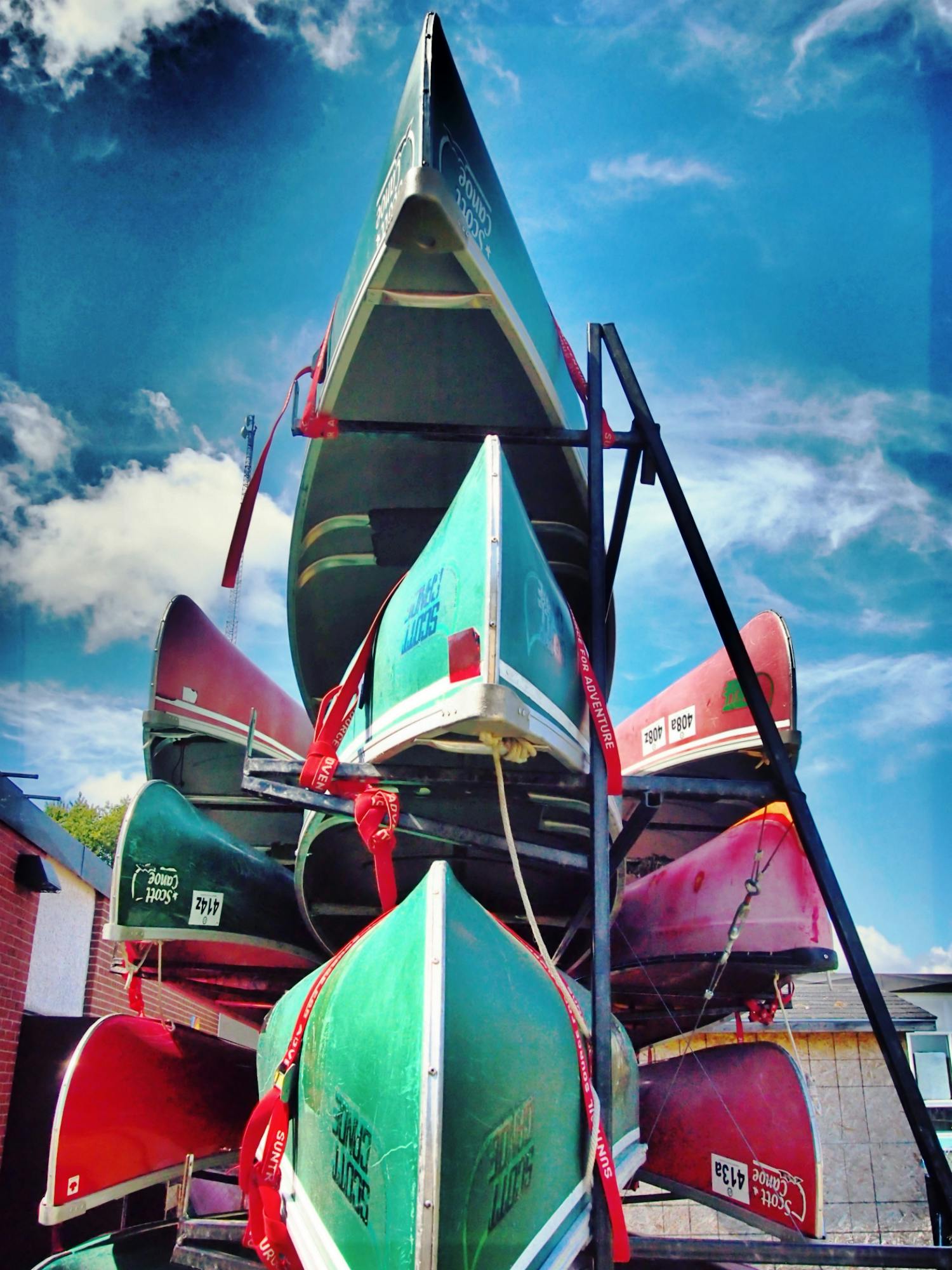 Free stock photo of canoes, colorful