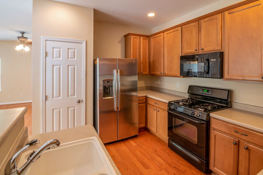 Stainless steel refrigerator in a contemporary kitchen