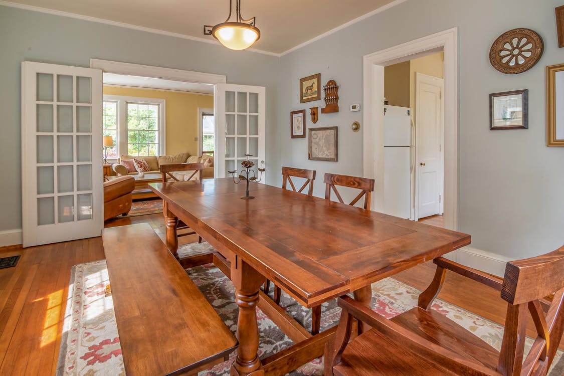 Brown Wooden Table With Chairs