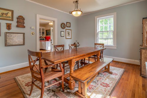 Wooden Table and Chairs in the Dining Room