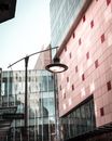 Black Street Light Near Glass Window Building