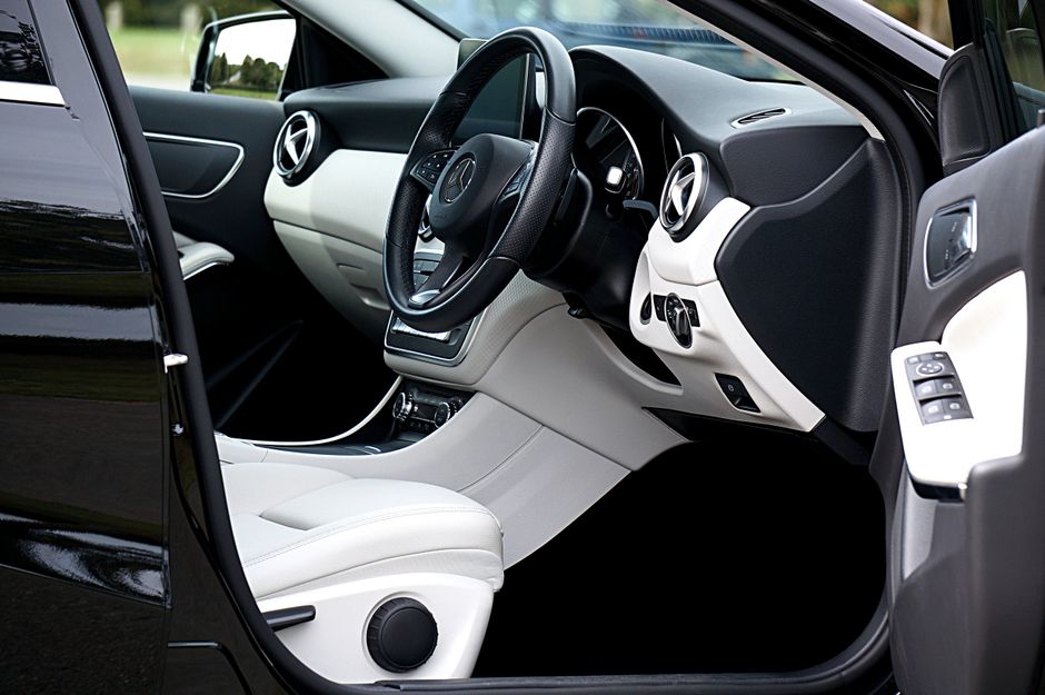 Close-up view of a sleek and modern car interior in the UK.