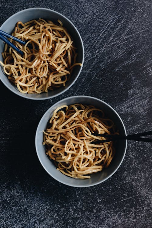 Free Two Bowls with Noodles Stock Photo