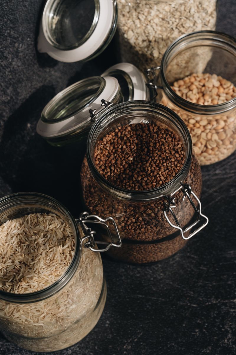 Vegan groceries - beans, rice, and vegetables on a budget