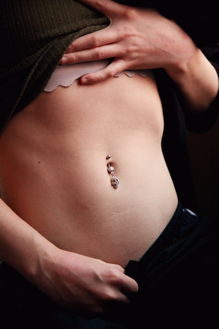 Person With Navel Piercing