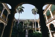 Cuban Courtyard with Palm Trees 