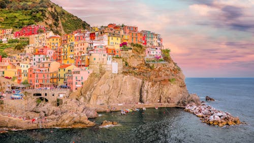 Scenic View of Houses on the Cliff Near the Sea