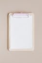Mockup of White Clipboard with Blank Paper