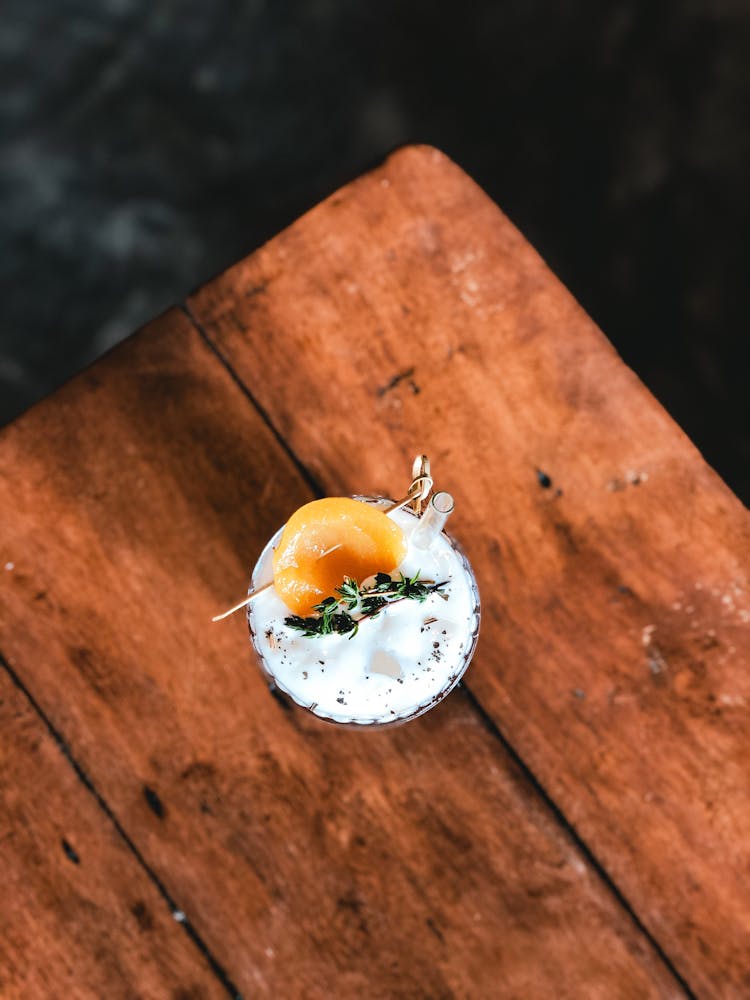 White Foam On Cocktail Placed On Table