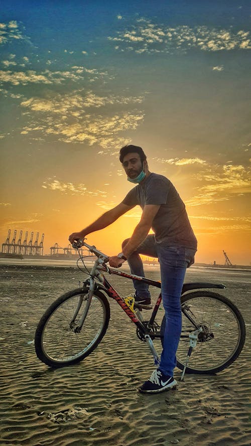 Free stock photo of beach sunset, bicycle, cinematography Stock Photo