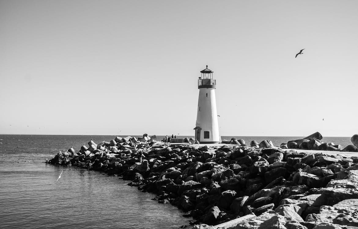 Gratuit Imagine de stoc gratuită din alb-negru, far, litoral Fotografie de stoc