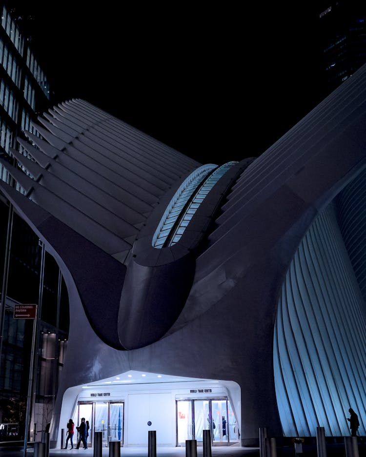 Futuristic Building Of Subway Station At Night