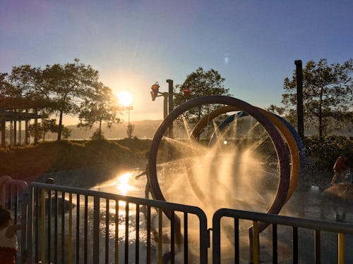 Free stock photo of amusement park, beautiful sunset, fountain Stock Photo