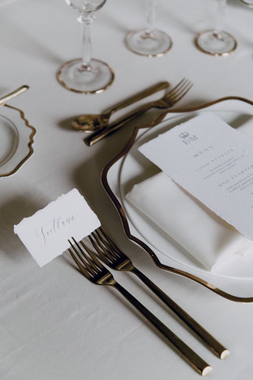 Free Elegant Cutlery on Dinner Table Stock Photo