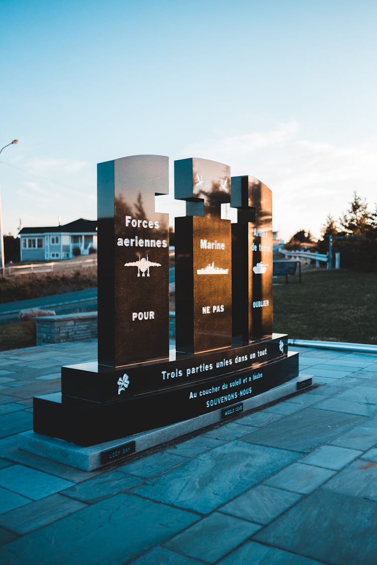 Modern Air Force Memorial On Pavement In City Under Sky