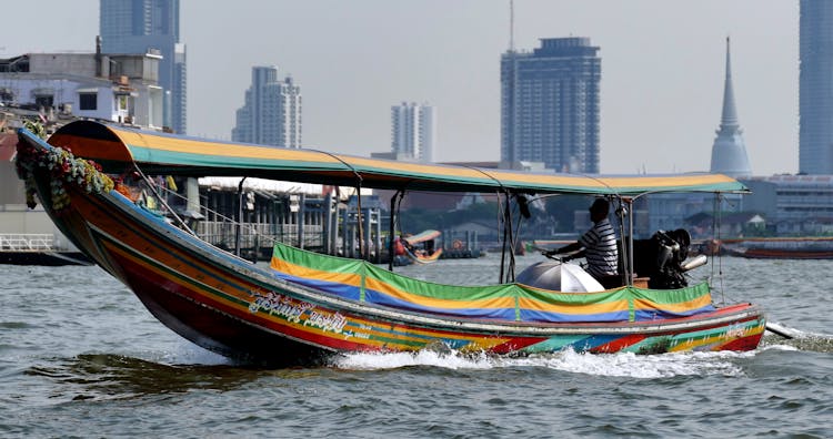 Close-Up Shot Of A Boat On Chao Phraya River In Thailand